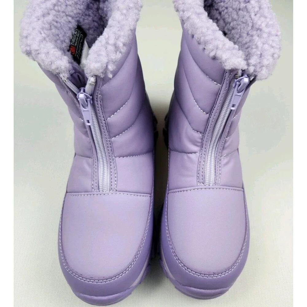 DSG Girls Quilted Menace 100g Winter Boots Girls 5 Purple Water-Resistant Sherpa